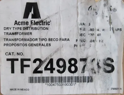 NEW ACME ELECTRIC TF249873S TRANSFORMER