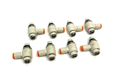 New | in-Stock SMC PNEUMATIC FLOW CONTROL ELBOW FITTING 5/32" OD TUBE Hoses | Maverick Industrial Sales #1110350