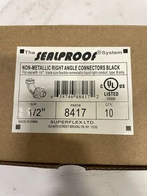 Sealproof 8417 1/2″ Non-Metallic Right Angle Conduit Connectors -NIB of 10