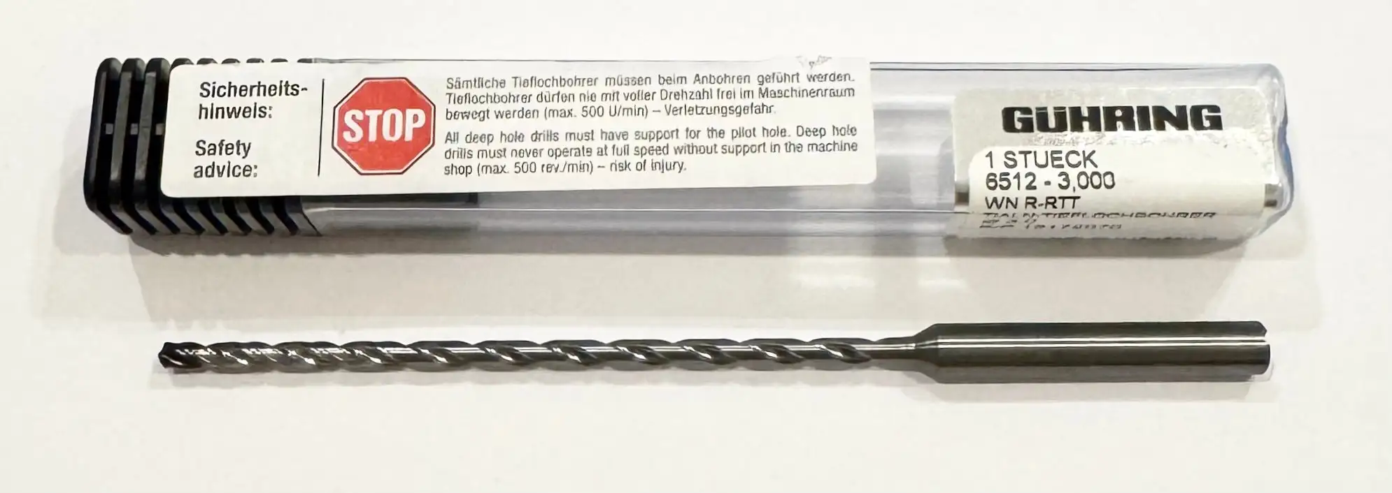 Guhring 3mm Solid Carbide Drill 25xD Coolant Thru TiAlN Tipped 2 Flute