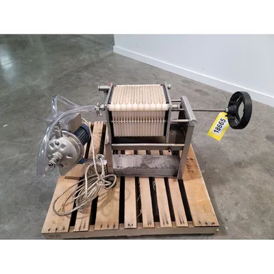 Used Stainless Steel Laboratory Filter Press with Pump - 7.25" (184mm)