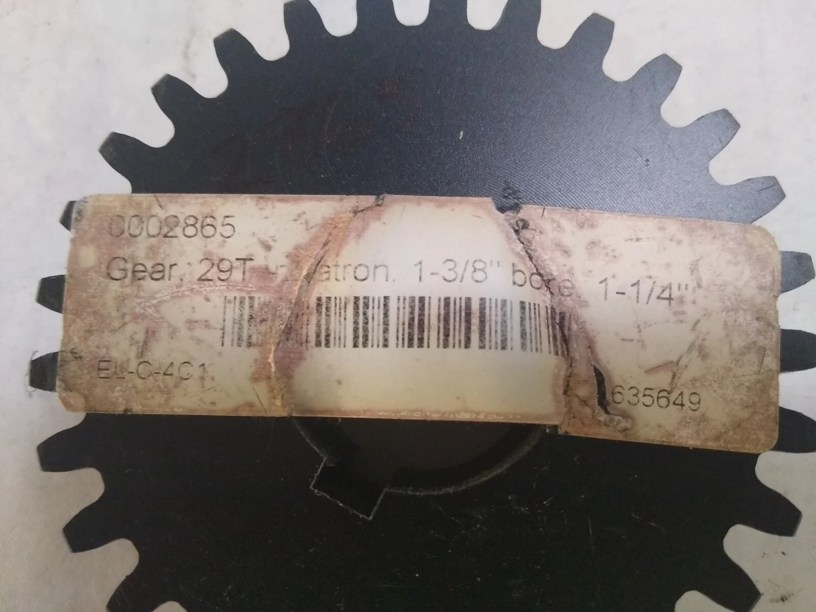 GEAR, 29T  Teeth Nylatron 1-3/8" bore 1-1/4"