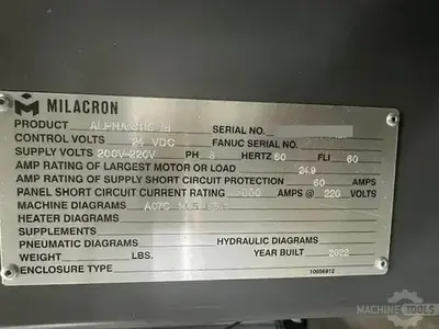 USED 2022 CINCINNATI MILACRON ALPHA-S110IB