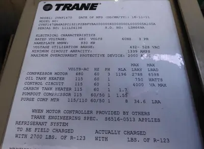 USED TRANE CVHF1470