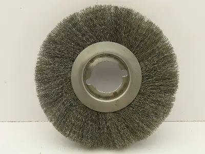 Gornell MSFS Face Crimp Wire Brush Wheel 9" OD 2" ID Bore Fine 0.005" 3600 RPM