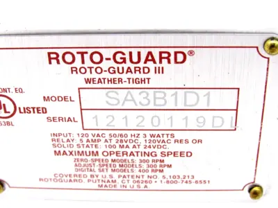 NEW ROTO-GUARD SA3B1D1 SPEED SWITCH