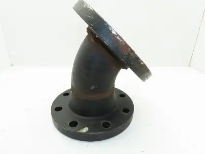 RNG #150 Cast Iron Flanged 4" x 4.5" Pipe Fitting 45 Deg Elbow 8-Bolt Flange