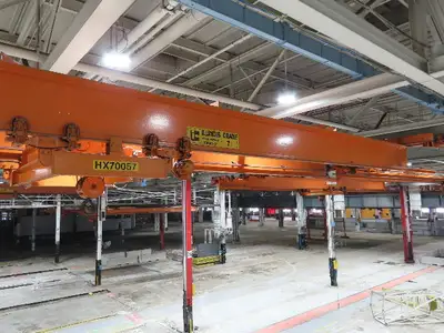 Cleveland Tramrail P&H 7.5 Ton Double Girder Bridge Crane 39' 6" Span w/Remote