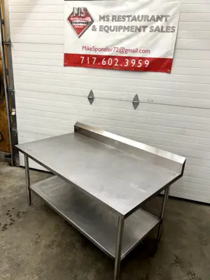 Winholt 16 Ga. Stainless Steel Table 72Wx30Dx33H w/ 7" B-Splash & SS Undershelf