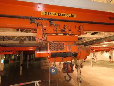 Cleveland Tramrail P&H 6 Ton Single Girder Underhung Bridge Crane 35' 10" Span