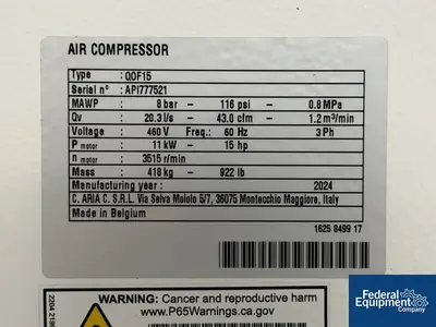 Used Quincy 15 hp Qunicy Air Compressor, model Q0F15 Air Compressors (Misc) Ohio US | Federal Equipment Company #1348170