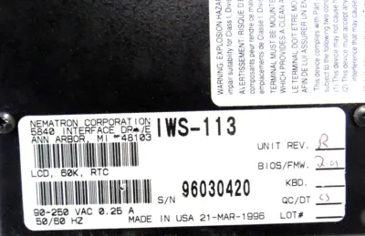 USED NEMATRON IWS-113 INTERFACE PANEL IWS113