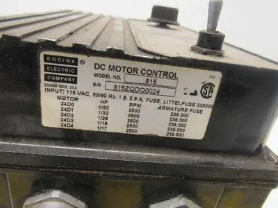 Bodine Electric 815 Type FPM Adjustable DC Speed Torque Control 115VAC 50/60Hz