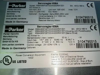 Used PARKER 638A063F0STOCAN000RM1Z01 Servo Drives Ohio US | HGR 24 #1572238
