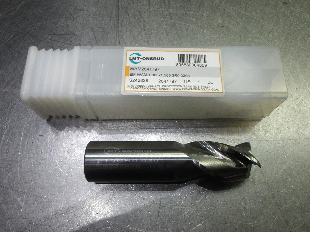 LMT Onsrud 1" 3 Flute Carbide CR Endmill 1" Shank .030" R WAM2641797 (LOC1870A)