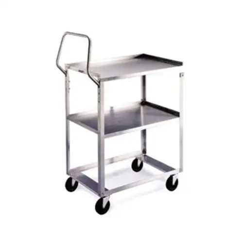 Lakeside 6610 2 Level Stainless Utility Cart w/ 300 lb Capacity, Raised Ledges