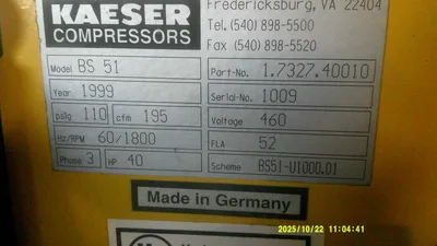 Kaeser 40 HP Rotary Screw Air Compressor