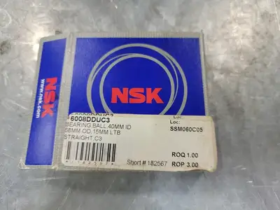 Deep Groove Ball Bearing 40mm ID x 68mm OD x 15mm W, 6008DDUC3
