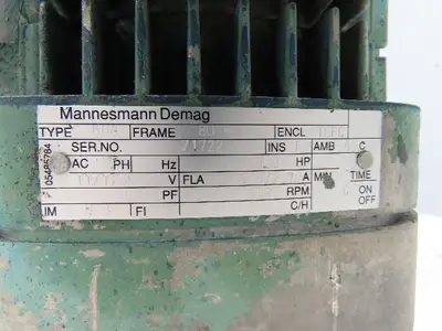 Demag KBA 80 B6 Brake Motor 1Hp 1090 RPM 230/460V 3PH 80 B6 Frame 3/4" Shaft