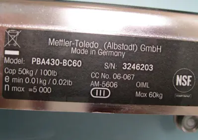USED Metler Toledo PBA430-BC60