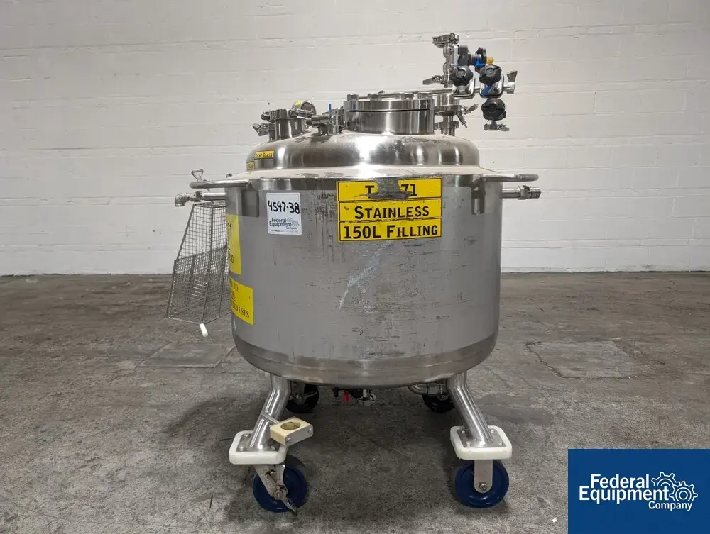 USED Precision 150 Liter Precision Stainless Jacketed Receiver Tank, 316L S/S, 45/100