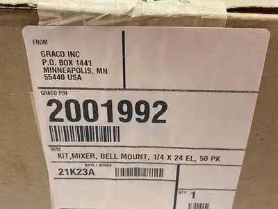 NEW GRACO KIT, MIXER, BELL MOUNT, 1/4 X 24 EL, 50 PK