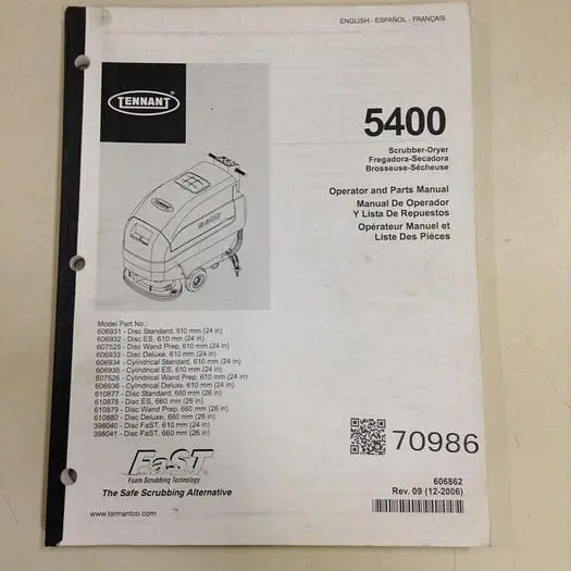Used TENNANT 606862 Manuals Michigan US | Ideal Machinery #571871