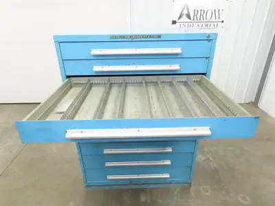 Nu-Era Modular Tool Storage Cabinet 10 Drawer 45x28x61" Blue Stanley Vidmar