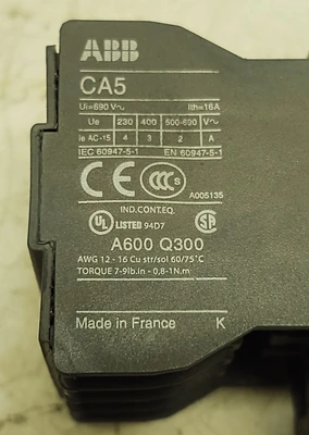 ABB CA5-40N 40 Amp Control Relay with 120VAC Coil DIN Rail Mounting 8 Pole