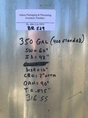 USED Greenville Stainless 350 Gallon