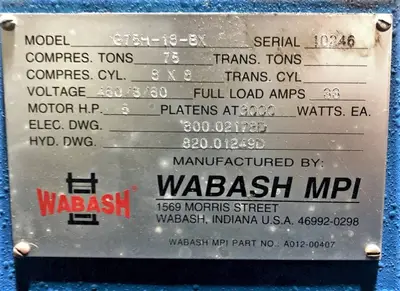 USED 2000 WABASH WABASH G75H-18-BX PRESS