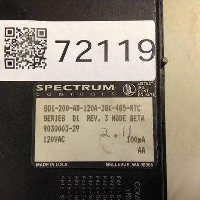 USED SPECTRUM CONTROLS S0I-200-AB-120A-28K-485-RTC