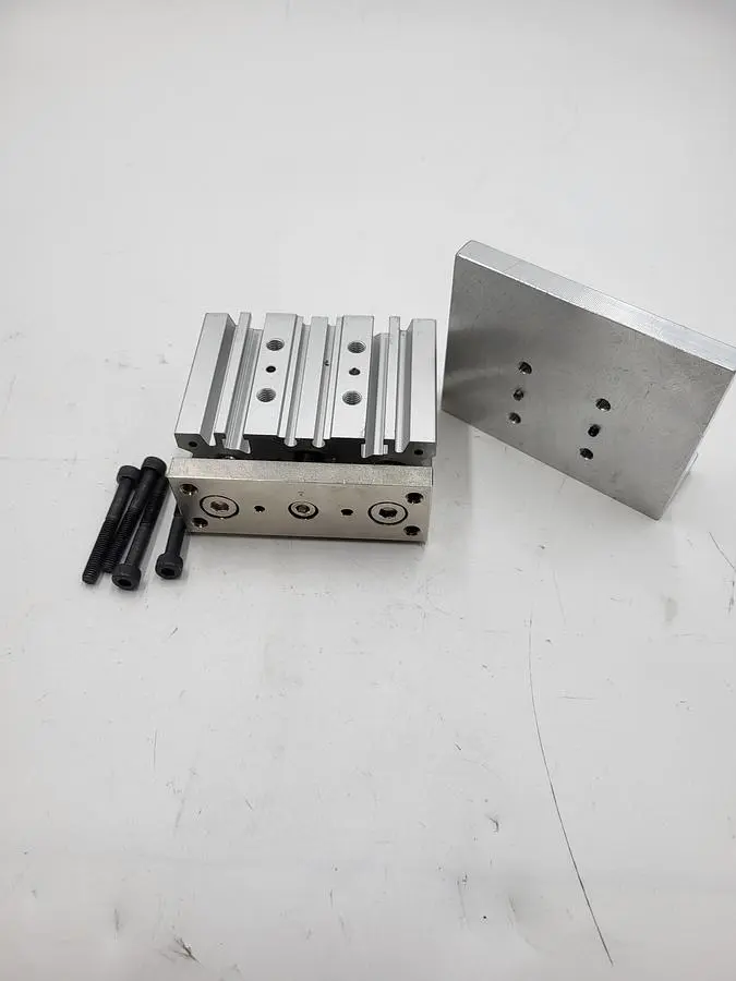 Used SMC SMC MGPM20TN-20Z GUIDED CYLINDER & SCREW DOWN ALUMINUM MOUNTING PLATE Pneumatic Cylinders | ND Industrial Surplus #1216902
