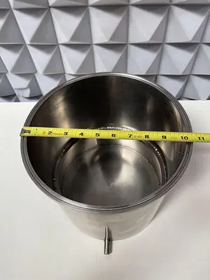 USED 21' COILED SPIRAL COPPER WIRE FOR IMMERSION 3/8" OD W/ 12 LITER VESSEL 10" SANITARY FITTING