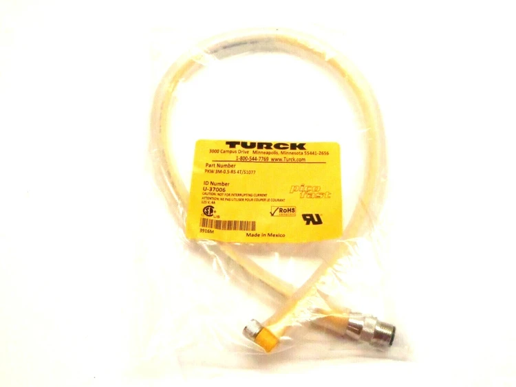 New | in-Stock Turck Male 12 Angled Female M8 Cordset Cable & Wire Michigan US | Maverick Industrial Sales #1398099