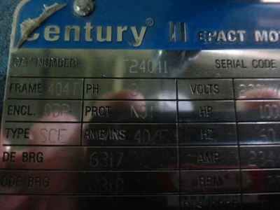 Century II 100 hp, 1800 rpm, 230/460v
