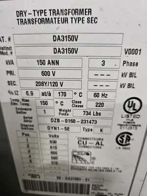Used DELTA DA3150V Transformers British Columbia CA | Lenmark #1426560