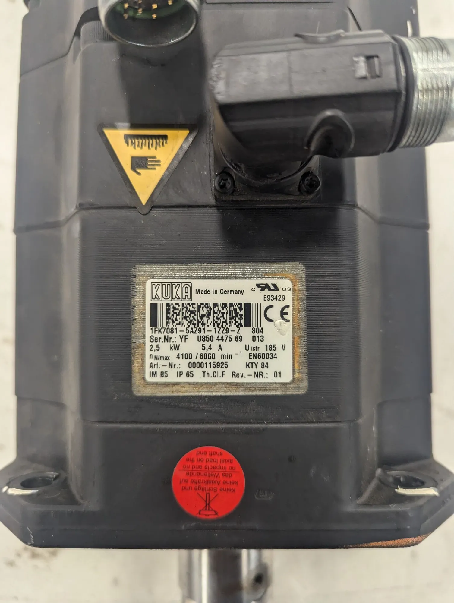 USED KUKA 1FK7081-5AZ91-1ZZ9-Z