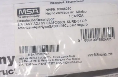 NEW MSA 10088260 LANYARD WEB SHOCK ABSORBING