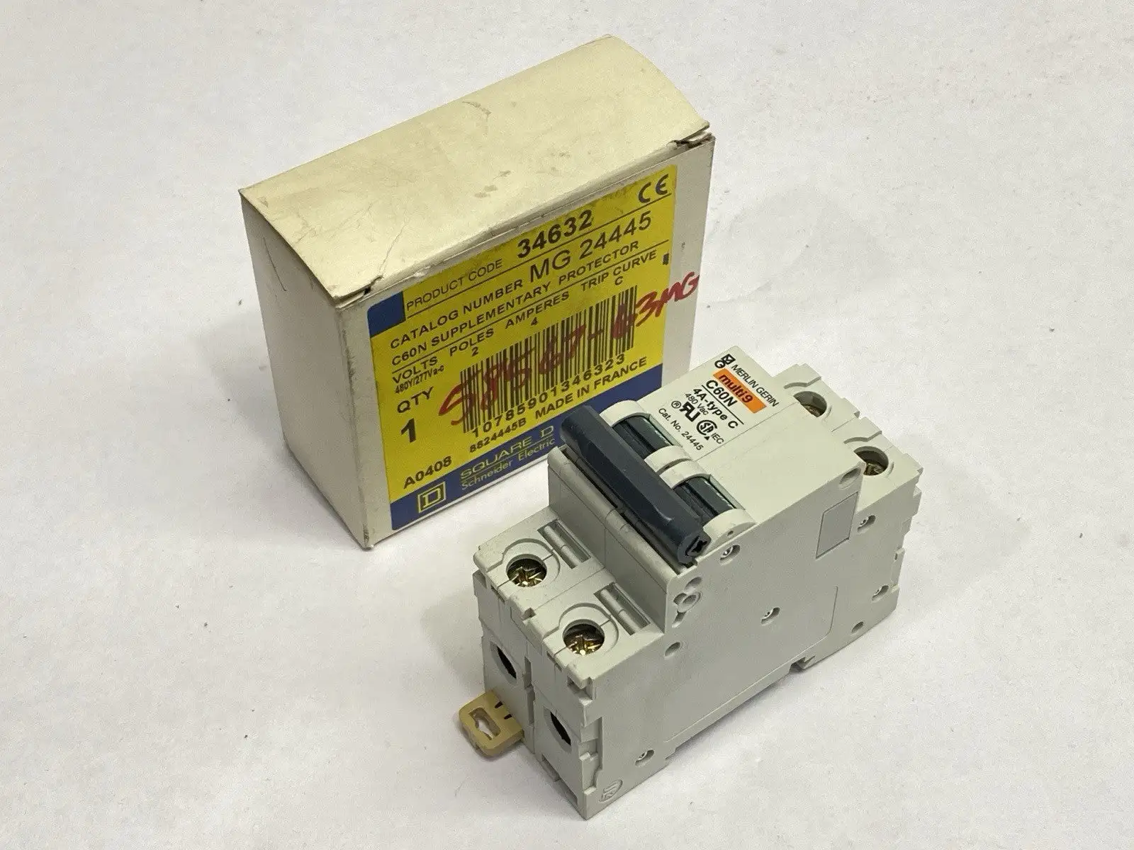 MG24445 | Square D  Thermal Magnetic Circuit Breaker 2P 4A 277V/480Y - New Other