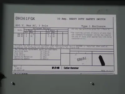 Eaton 30 A Heavy Duty Switch