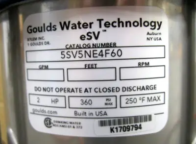 NEW Goulds 5SV5NE4F60