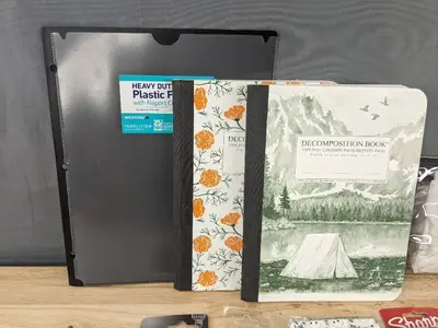 Office & School Supplies Assortment - Notebooks, Glue, Tape, Gel Pens, Fidget Spinners - Brand New