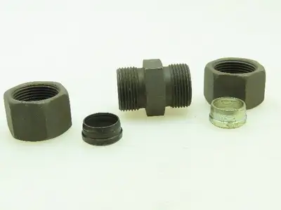 VOSS Steel Flareless Metric Straight Union Compression Fitting 16mm Tube LOT of5