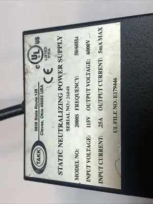 USED TAKK STATIC NEUTRALIZING POWER SUPPLY 115VAC 6000V