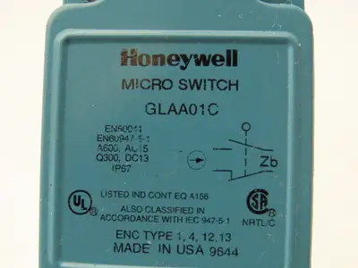 Honeywell GLAA01C Micro Switch Limit Switch Plunger Roller Style NO/NC
