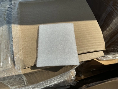 Skid of 4”x5” 1/8” white foam bags