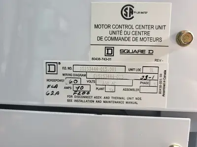 USED SQUARE D MODEL 6