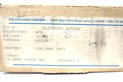 NEW FOLGER ADAM COMPANY 310-4 ELECTRIC STRIKE 3104