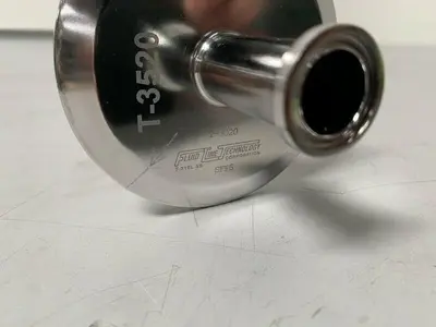 USED FLUID LINE 35" STAINLESS STEEL SIPHON TUBE W/ SLANTED OUTLET & 3/4" SANITARY FIT